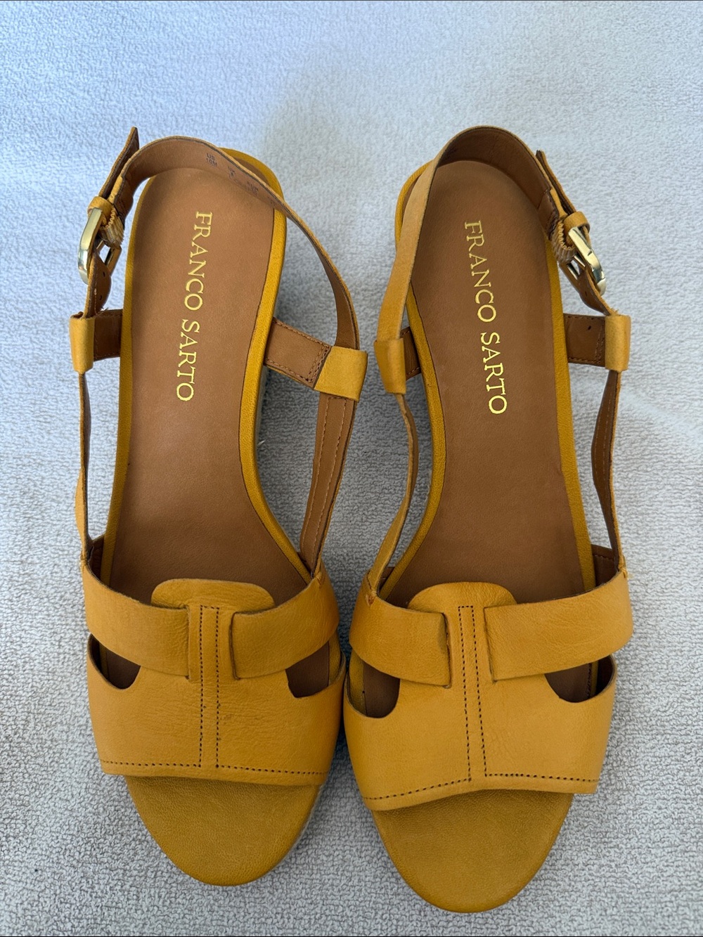Franco Sarto Mustard Open-Toe Slingback Sandals